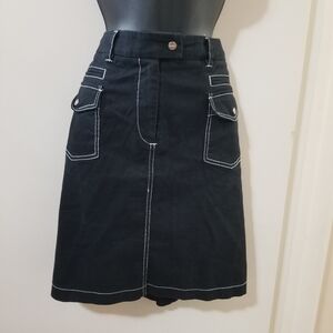 Bianca Nygard Weekend Contrast Stitch Heavy Cotton Skirt Black Size 12